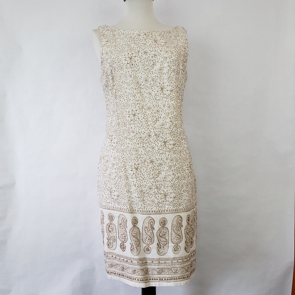 CDC Womens Sleeveless dress Size 8 Floral Beige